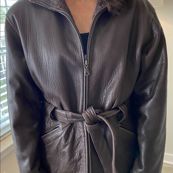 Women’s Brown Leather Jacket, Size Small - Picture 2 of 7